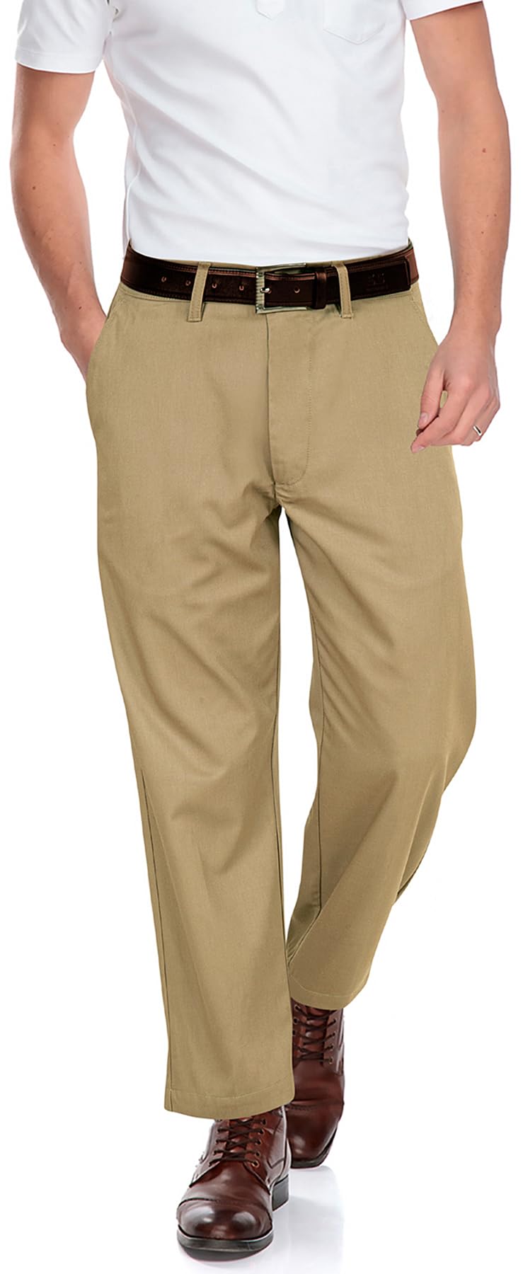 Royale Linens Men's Classic-Fit Wrinkle Free Flat Front Chino Pant Available in Big & Tall - Premium Casual Pants - Regular Straight Pants