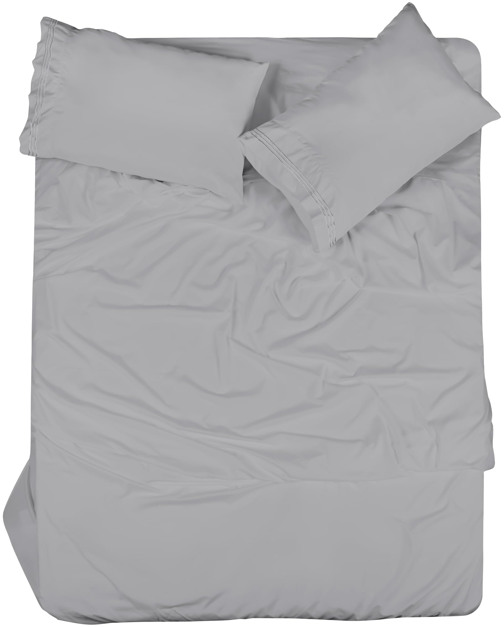 ROYALE LINENS - 4 Piece Bed Sheet - Soft Brushed Microfiber 1800 Bedding Set - 1 Fitted Sheet, 1 Flat Sheet, 2 Pillow case - Wrinkle & Fade Resistant Luxury Sheet Set (Silver)