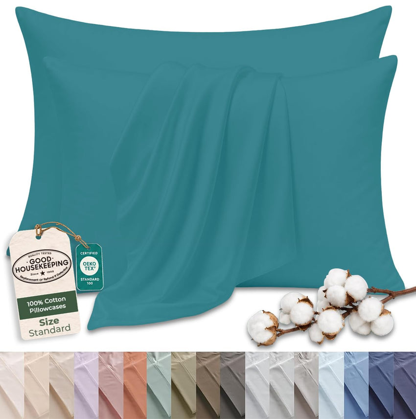 144TC cotton pillowcases Teal