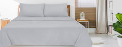 Royale Linens Queen Size Flat Sheet Only - Brushed 1800 Microfiber - Ultra Soft & Breathable - Wrinkle & Stain Resistant - Hotel Quality Flat Sheet Sold Separately - Top Sheet for Bed (Queen, Silver)