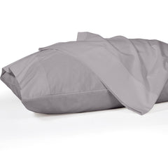 ROYALE LINENS 200 Thread Count 100% Long Staple Combed Cotton Pillowcases Set Of 2 - Ultra Soft - Queen Bed Pillow Cover - 20"x30" - Breathable, Cool & Crisp Percale White Pillow Cases ( Silver)
