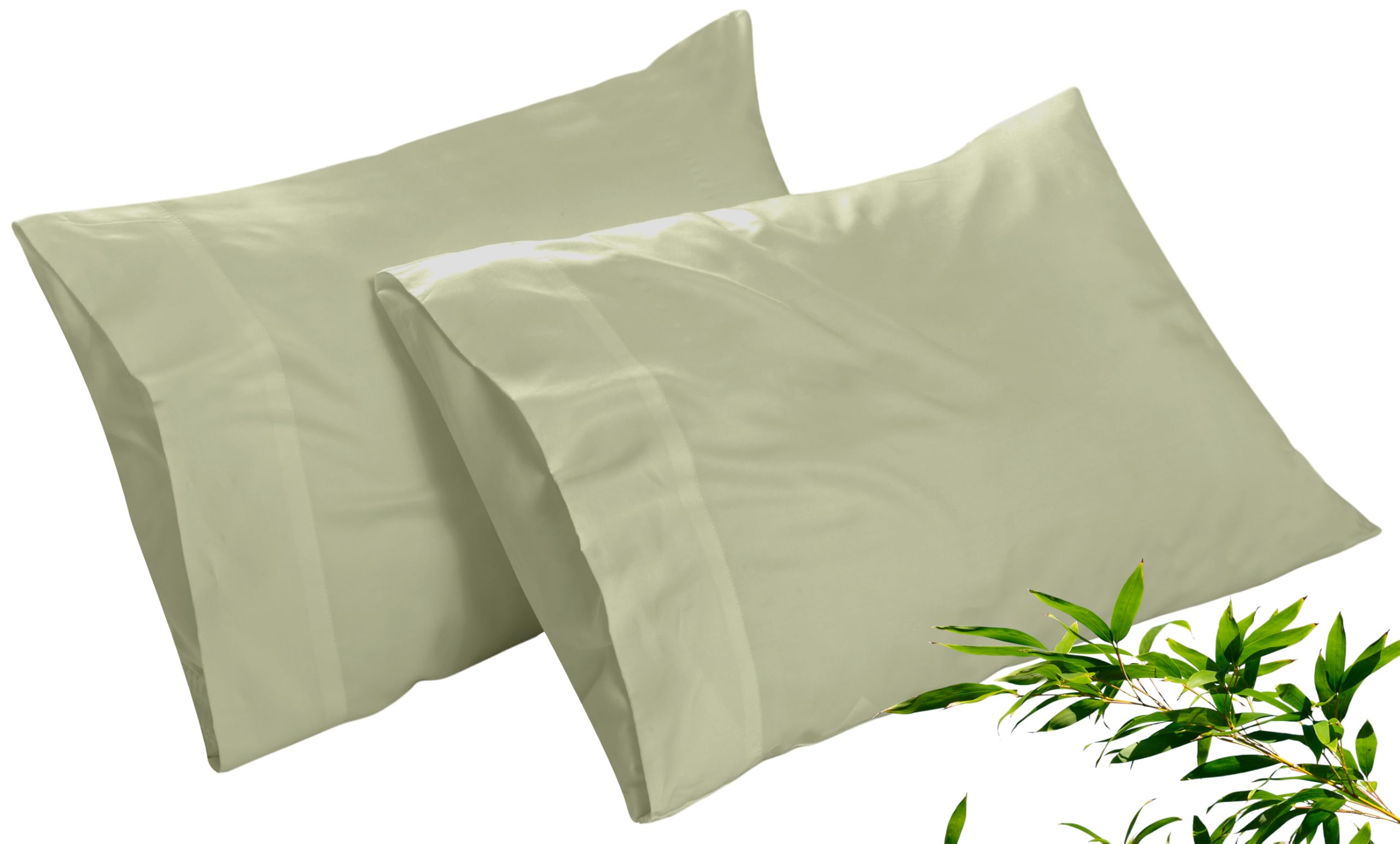 Royale Linens Cooling Pillow Cases Set of 2-100% Rayon Derived from Bamboo Cooling Pillowcase for Hot Sleepers - Soft & Silky Pillow Covers with Envelope Closure (Sage Green)