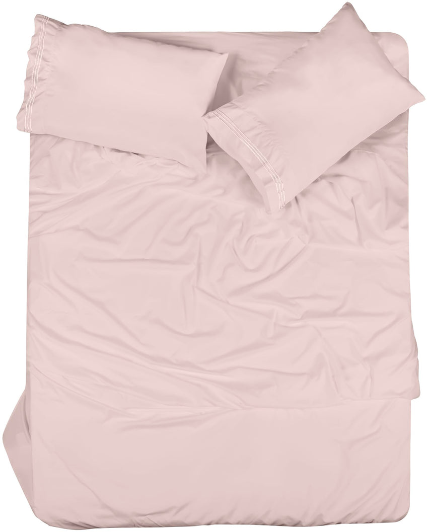 ROYALE LINENS - 4 Piece Queen Bed Sheet - Soft Brushed Microfiber 1800 Bedding Set - 1 Fitted Sheet, 1 Flat Sheet, 2 Pillow case - Wrinkle & Fade Resistant Luxury Queen Size Sheet Set (Pink, Queen)