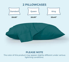 ROYALE LINENS 200 Thread Count 100% Long Staple Combed Cotton Pillowcases Set Of 2 - Ultra Soft - Queen Bed Pillow Cover - 20"x30" - Breathable, Cool & Crisp Percale White Pillow Cases ( Teal)