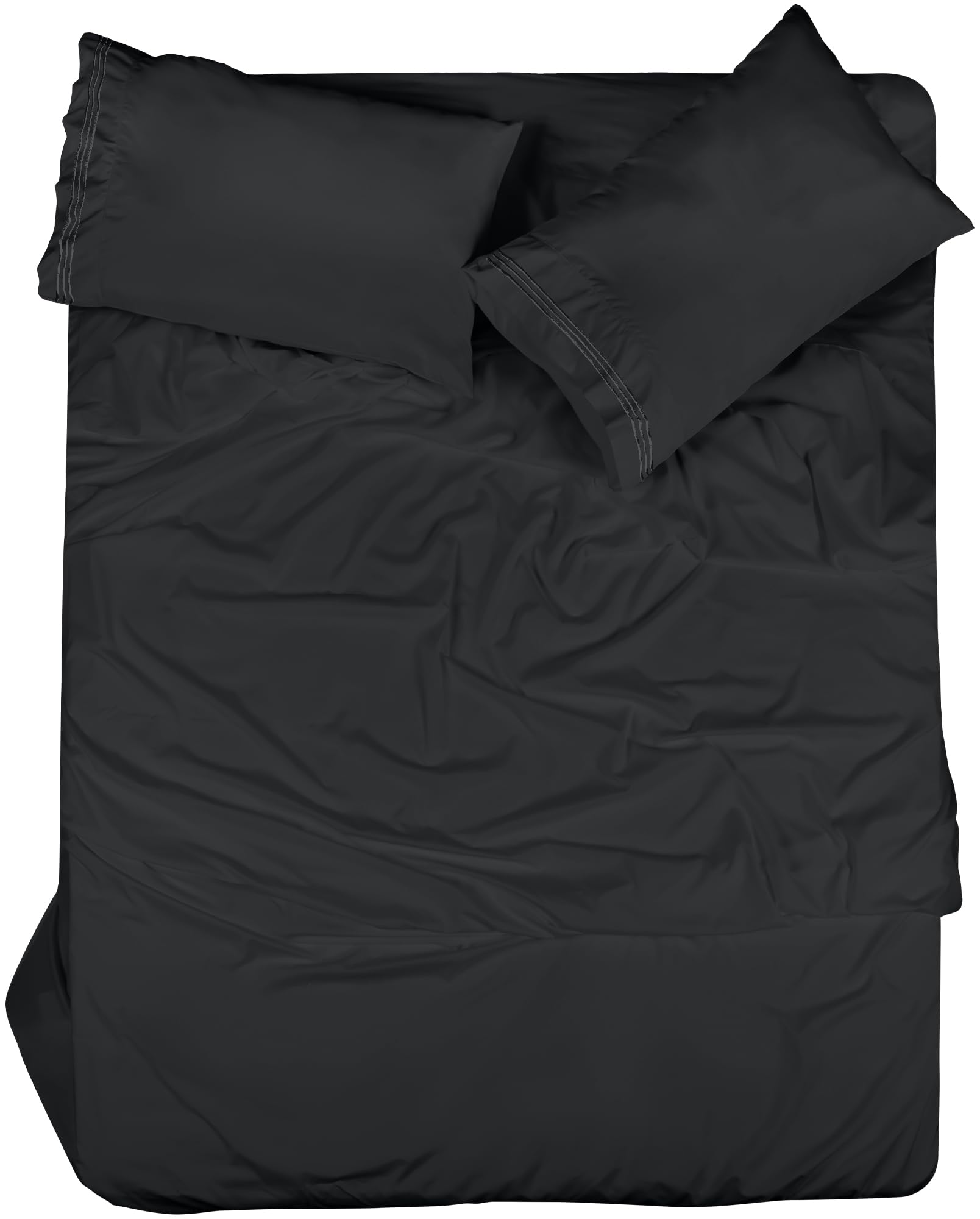 ROYALE LINENS - 4 Piece Bed Sheet - Soft Brushed Microfiber 1800 Bedding Set - 1 Fitted Sheet, 1 Flat Sheet, 2 Pillow case - Wrinkle & Fade Resistant Luxury Sheet Set (Black)