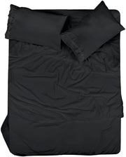 ROYALE LINENS - 4 Piece Bed Sheet - Soft Brushed Microfiber 1800 Bedding Set - 1 Fitted Sheet, 1 Flat Sheet, 2 Pillow case - Wrinkle & Fade Resistant Luxury Sheet Set (Black)