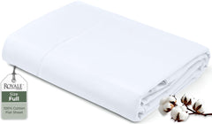 Royale Linens 200 Thread Count 100% Long Staple Combed Cotton Flat Sheet - Super Soft - Top Sheet - Breathable, Cool & Crisp Percale Flat Sheet Only (Queen, White)