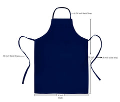 ROYALE LINENS 2 Pack Classic Blue Bib Aprons without Pockets for Kitchen and Restaurant Cooking - Chef Bib Aprons for Women Men Chef (Pack Of 2, Combo)