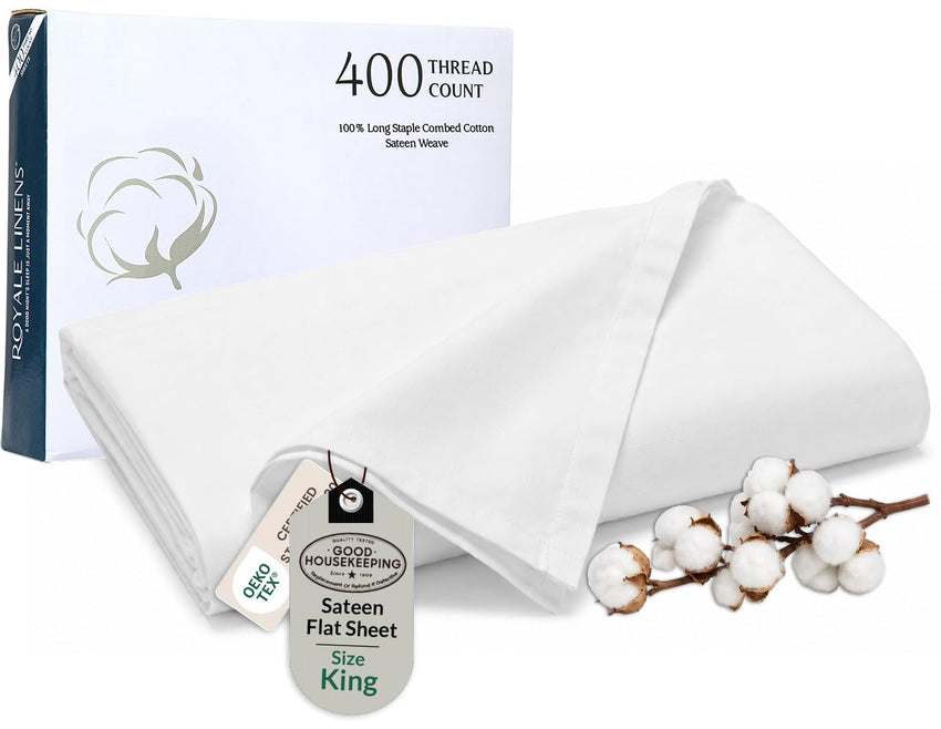 400TC cotton flat Signature White