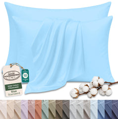 144TC cotton pillowcases Lake Blue