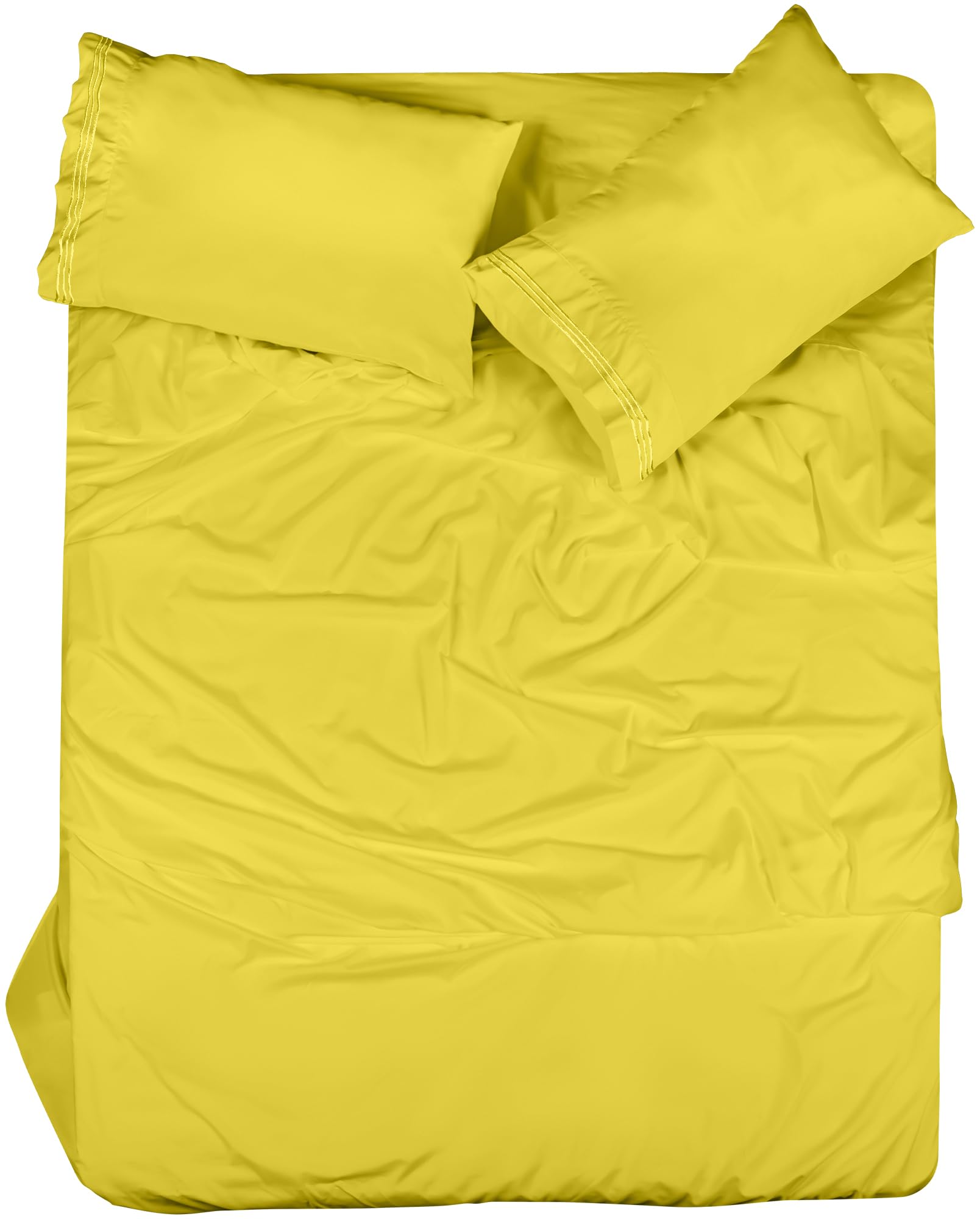 ROYALE LINENS - 4 Piece Bed Sheet - Soft Brushed Microfiber 1800 Bedding Set - 1 Fitted Sheet, 1 Flat Sheet, 2 Pillow case - Wrinkle & Fade Resistant Luxury Sheet Set (Yellow)