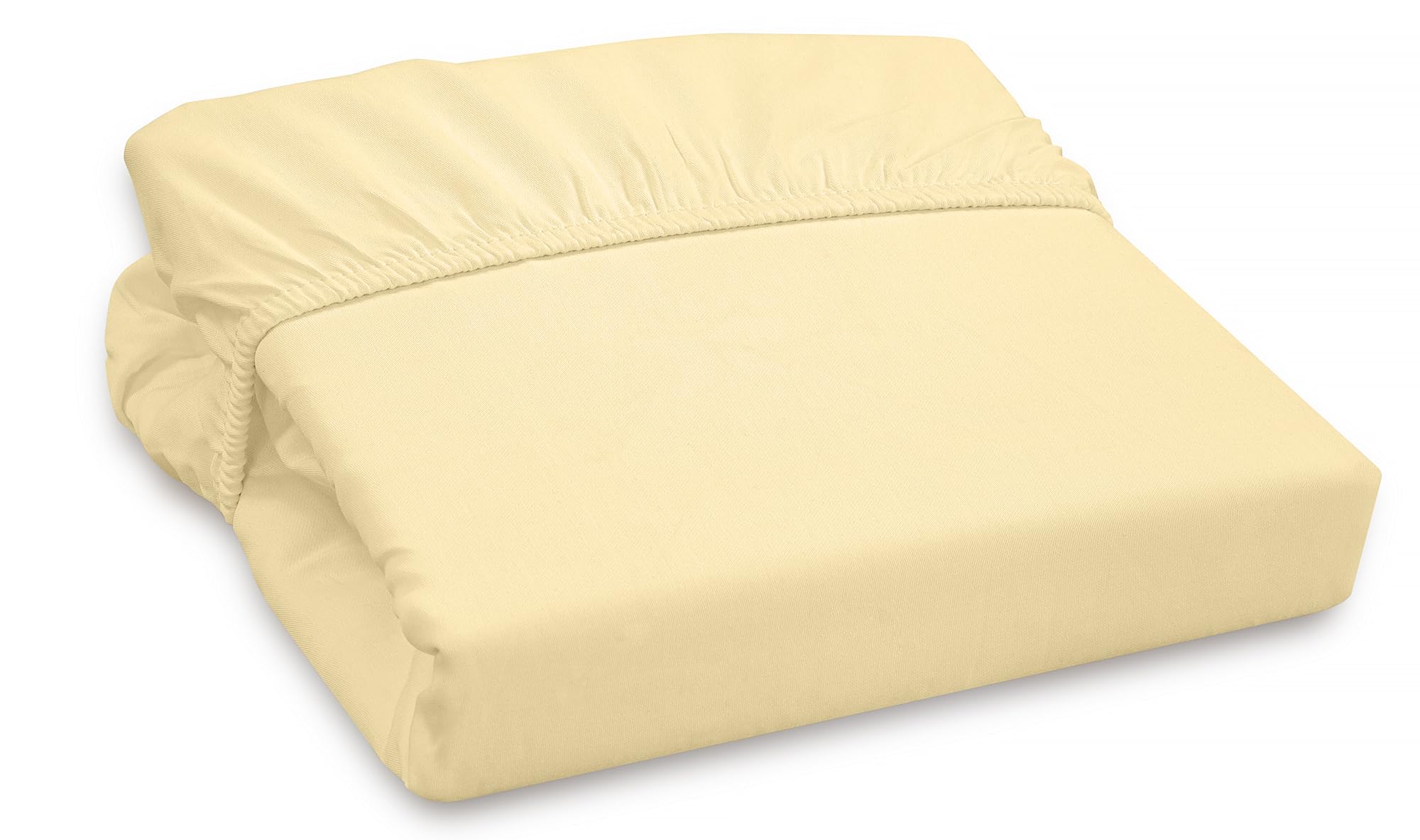 ROYALE LINENS 300 Thread Count 100% Long Staple Combed Cotton Fitted Sheet - Soft Deep Pocket Bottom Sheet - Yellow Fitted Sheet Queen Size - Queen Fitted Sheet Only - Elastic Sheet (Queen,Yellow)