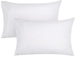 ROYALE LINENS 300 Thread Count 100% Long Staple Combed Cotton Pillowcases Set of 2 - Ultra Soft - Queen Bed Pillow Cover - 20"x30" - Breathable, Cool & Crisp Percale White Pillow Cases (Queen, White)