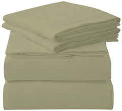 Royale Linens - 4 Piece Bed Sheet - Soft Brushed Microfiber 1800 Bedding Set - 1 Fitted Sheet, 1 Flat Sheet, 2 Pillowcase -Wrinkle & Fade Resistant Luxury Sheet Set (SageGreen)