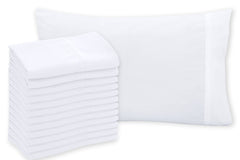 Royale Linens White Cotton Pillowcase Set - Queen Size 20" x 30" Bed Pillow Cover - 100% Cotton- Bulk Pillow Cases - Soft & Cozy- Envelope Closure-Hotel Quality Pillow Case Pack of 12 (Queen, White)