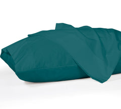 ROYALE LINENS 200 Thread Count 100% Long Staple Combed Cotton Pillowcases Set Of 2 - Ultra Soft - Queen Bed Pillow Cover - 20"x30" - Breathable, Cool & Crisp Percale White Pillow Cases ( Teal)