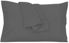 Royale Linens Queen Pillowcase Set of 2 - Bed Pillow Cover - 20" x 30" - Grey Pillowcases - 1800 Brushed Microfiber, Wrinkle & Fade Resistant - Soft & Cozy- Queen Size Pillow Case (Queen, Grey)