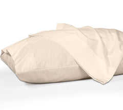 ROYALE LINENS 200 Thread Count 100% Long Staple Combed Cotton Pillowcases Set Of 2 - Ultra Soft - Queen Bed Pillow Cover - 20"x30" - Breathable, Cool & Crisp Percale White Pillow Cases ( Cream)