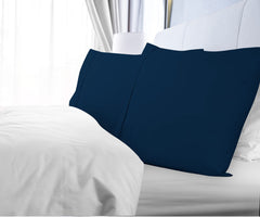 Royale Linens Queen Pillowcase Set of 2 - Bed Pillow Cover - 20" x 30" - Navy Pillowcases - 1800 Brushed Microfiber, Wrinkle & Fade Resistant - Soft & Cozy- Queen Size Pillow Case (Queen, Navy)