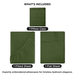 ROYALE LINENS - 4 Piece Queen Bed Sheet - Soft Brushed Microfiber 1800 Bedding Set - 1 Fitted Sheet, 1 Flat Sheet, 2 Pillowcase -Wrinkle & Fade Resistant Luxury Sheet Set (Hunter Green, Queen)