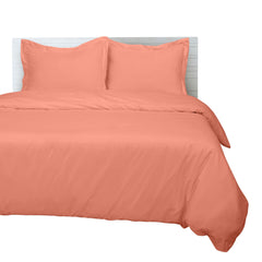 ROYALE Coral Duvet Cover Queen Size - Washed Duvet Cover Set, 3 Piece Double Brushed Duvet Covers with Button Closure - 1 Duvet Cover 90x90 inches and 2 Pillow Shams - Comforter Cover