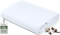 Royale Linens 200 Thread Count 100% Long Staple Combed Cotton Flat Sheet - Super Soft - Top Sheet - Breathable, Cool & Crisp Percale Flat Sheet Only (Queen, White)