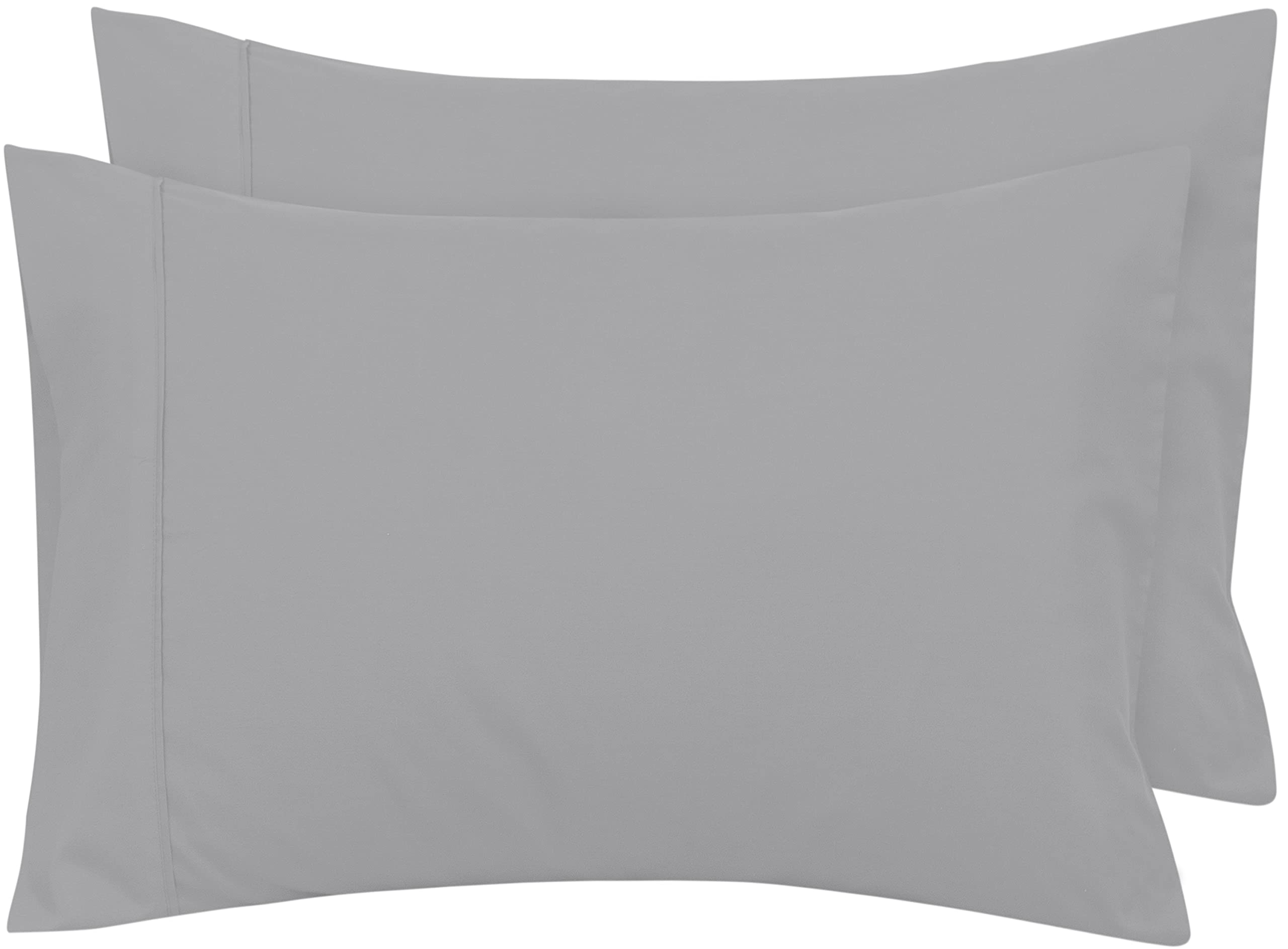 Royale Linens Pillowcase Set of 2 - Bed Pillow Cover - Silver Pillowcases - 1800 Brushed Microfiber, Wrinkle & Fade Resistant - Soft & Cozy- Pillow Case (Silver)