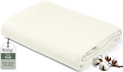 Royale Linens 200 Thread Count 100% Long Staple Combed Cotton Flat Sheet - Super Soft - Top Sheet - Breathable, Cool & Crisp Percale Flat Sheet Only (Queen, Ivory)