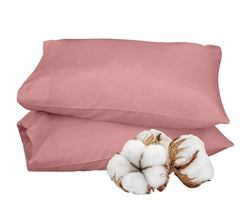 ROYALE LINENS 300 Thread Count 100% Long Staple Combed Cotton Pillowcases Set of 2 - Ultra Soft - Queen Bed Pillow Cover - 20"x30" - Breathable, Cool & Crisp Percale Pink Pillow Cases (Queen, Pink)