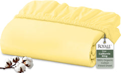 Royale Linens 200 thread count cotton fitted sheet - Yellow - California King