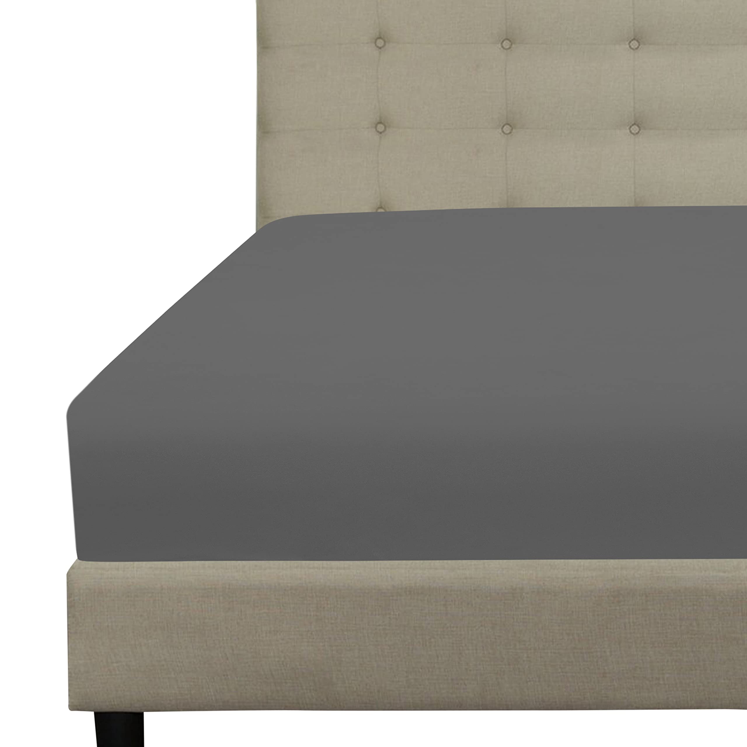 Royale Linens Fitted Sheet - Brushed Hotel Quality 1800 Ultra-Soft Wrinkle & Fade Resistant - Bottom Sheet - Deep Pocket Stretches Up to 16" - Fitted Sheet Only - Elastic Sheet ( Grey)