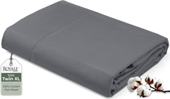 Royale Linens 200 Thread Count 100% Long Staple Combed Cotton Flat Sheet - Super Soft - Top Sheet - Queen Sold Separately - Breathable, Cool & Crisp Percale Flat Sheet Only (Queen, Charcoal)