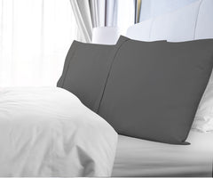 Royale Linens Queen Pillowcase Set of 2 - Bed Pillow Cover - 20" x 30" - Grey Pillowcases - 1800 Brushed Microfiber, Wrinkle & Fade Resistant - Soft & Cozy- Queen Size Pillow Case (Queen, Grey)