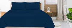 Royale Linens Queen Size Flat Sheet Only - Brushed 1800 Microfiber - Ultra Soft & Breathable - Wrinkle & Stain Resistant - Hotel Quality Flat Sheet Sold Separately - Top Sheet for Bed - (Queen, Navy)