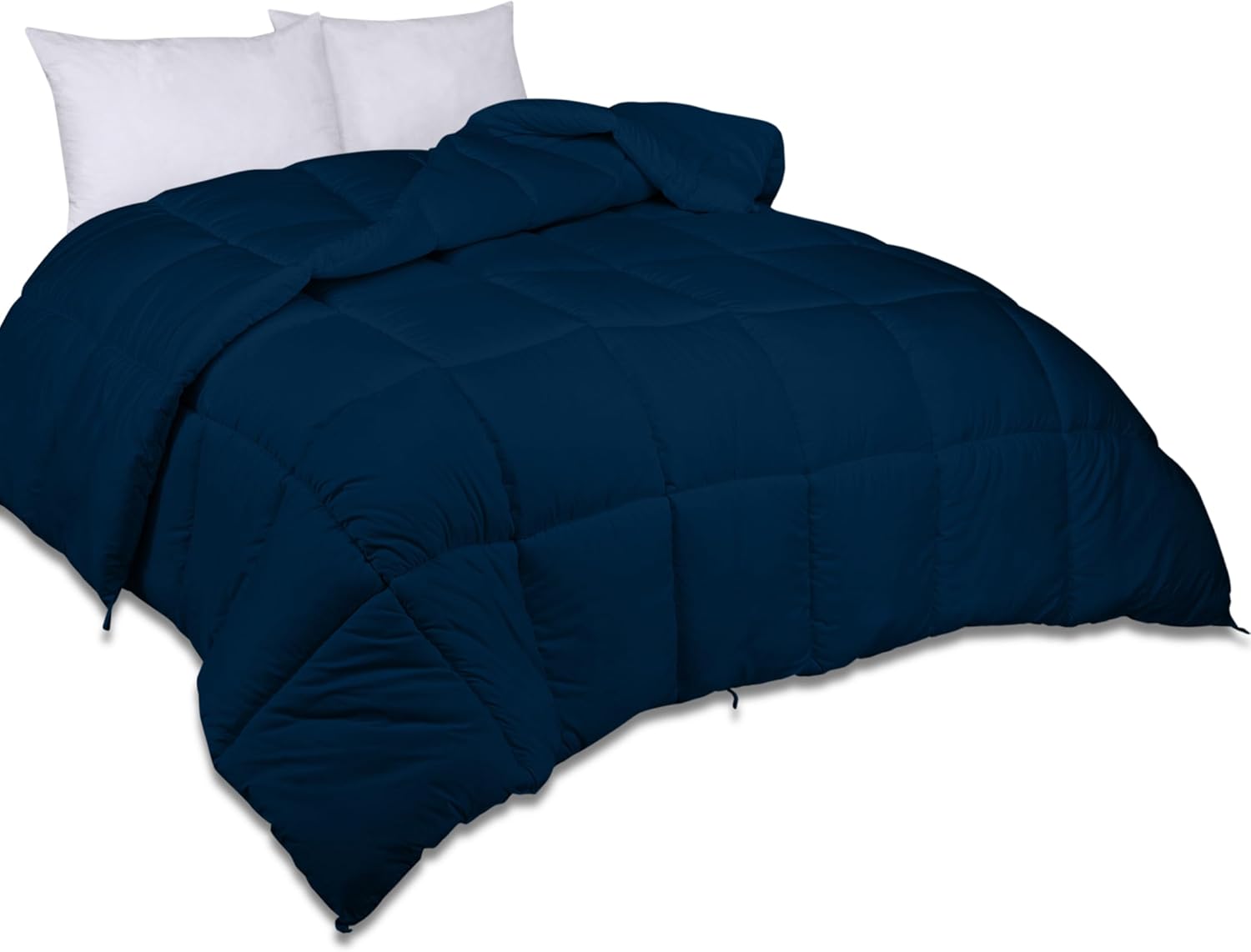 ROYALE Queen Comforter - All Season Down Alternative Bedding Comforter - Lightweight Quilted Comforter with Corner Tabs - Ultra Soft Luxury Hotel Comforter - Box Stitched Duvet Insert (Queen, Navy)