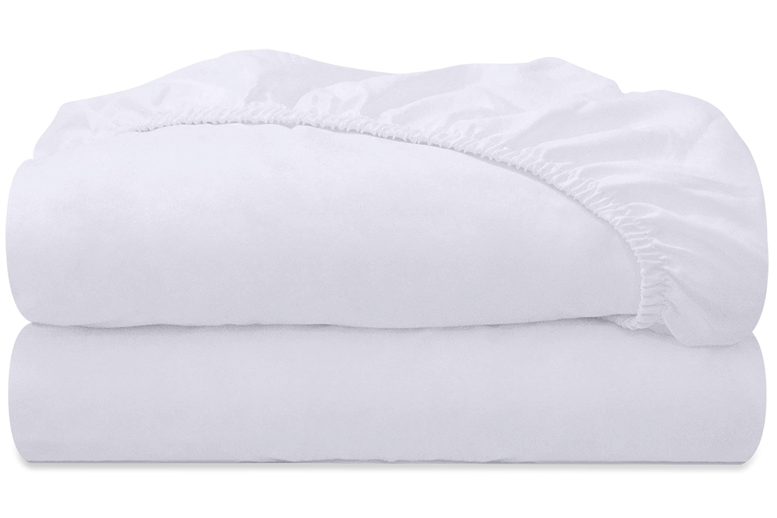 Royale Linens 2 Pack Fitted Sheet Set - Bottom Sheet - Ultra Soft & Breathable - Brushed 1800 Microfiber - Wrinkle & Stain Resistant - Hotel Quality Deep Pocket Stretches Up to 16" (White)