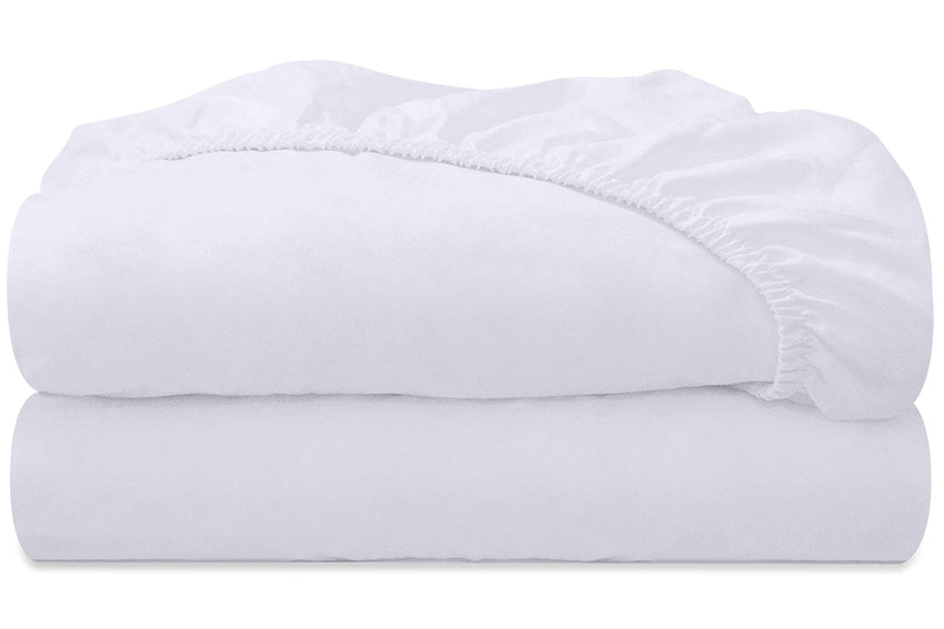 Royale Linens 2 Pack Queen Fitted Sheet Set - Bottom Sheet - Ultra Soft & Breathable - Brushed 1800 Microfiber - Wrinkle & Stain Resistant - Hotel Quality Deep Pocket Stretches Up to 16" (Queen,White)