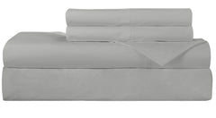 ROYALE LINENS 300 Thread Count 100% Long Staple Combed Cotton Sheet Set - 4 Piece Queen Bed Sheet - 1 Fitted Sheet, 1 Flat Sheet, 2 Pillow case - Breathable, Cool & Crisp Sheet Set (Queen, Silver)