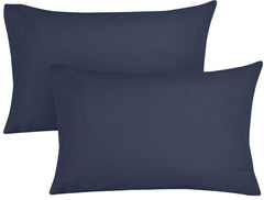 ROYALE LINENS 300 Thread Count 100% Long Staple Combed Cotton Pillowcases Set of 2 - Ultra Soft - Queen Bed Pillow Cover - 20"x30" - Breathable, Cool & Crisp Percale Navy Pillow Cases (Queen, Navy)