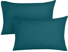 ROYALE LINENS 300 Thread Count 100% Long Staple Combed Cotton Pillowcases Set of 2 - Ultra Soft - Queen Bed Pillow Cover - 20"x30" - Breathable, Cool & Crisp Percale Teal Pillow Cases (Queen, Teal)