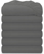 Royale Linens 6 Pack Fitted Sheet Set - Bottom Sheet - Ultra Soft & Breathable - Brushed 1800 Microfiber - Wrinkle & Stain Resistant - Hotel Quality Deep Pocket Stretch Up to 16" (Grey)