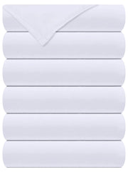 Royale Linen 6 Pack Bulk Flat Sheet Set - Top Sheet - Soft 1800 Microfiber - Wrinkle & Stain Resistant - for Hotel, Massage Table, Hospital, Dorm - Flat Sheet Sold Separately ( White)