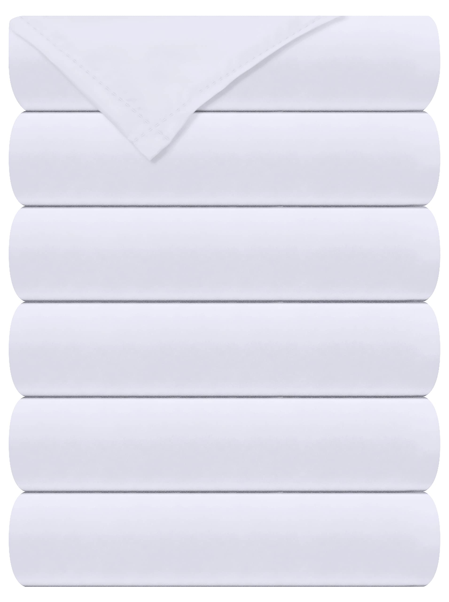 Royale Linen 6 Pack Bulk Flat Sheet Set - Top Sheet - Soft 1800 Microfiber - Wrinkle & Stain Resistant - for Hotel, Massage Table, Hospital, Dorm - Flat Sheet Sold Separately ( White)