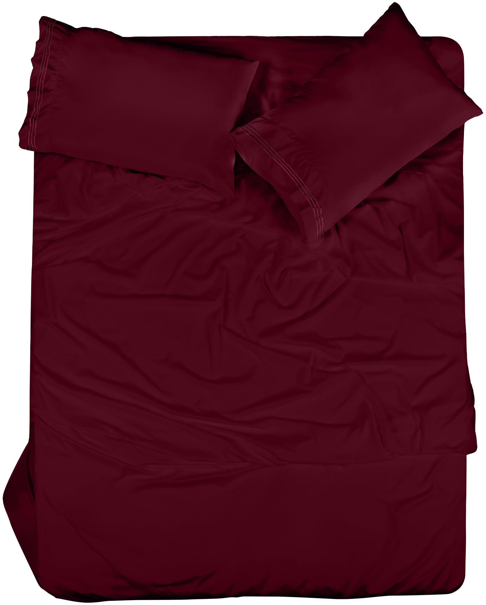 Royale Linens - 4 Piece Bed Sheet - Soft Brushed Microfiber 1800 Bedding Set - 1 Fitted Sheet, 1 Flat Sheet, 2 Pillowcase - Wrinkle & Fade Resistant Luxury Sheet Set (Burgundy)