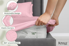 144TC cotton fitted sheet Pink