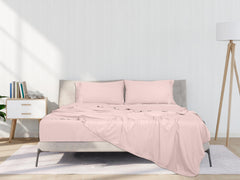 ROYALE LINENS - 4 Piece Bed Sheet - Soft Brushed Microfiber 1800 Bedding Set - 1 Fitted Sheet, 1 Flat Sheet, 2 Pillow case - Wrinkle & Fade Resistant Luxury Sheet Set (Pink)