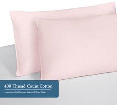 Royale Linens 400 Thread Count 100% American Grown Cotton Queen Pillowcase Set - Luxury Sateen Queen Pillow case - 20"x30" Inch - Soft & Smooth Set of 2 Pink Pillowcases - (Queen, Kyoto Blush)