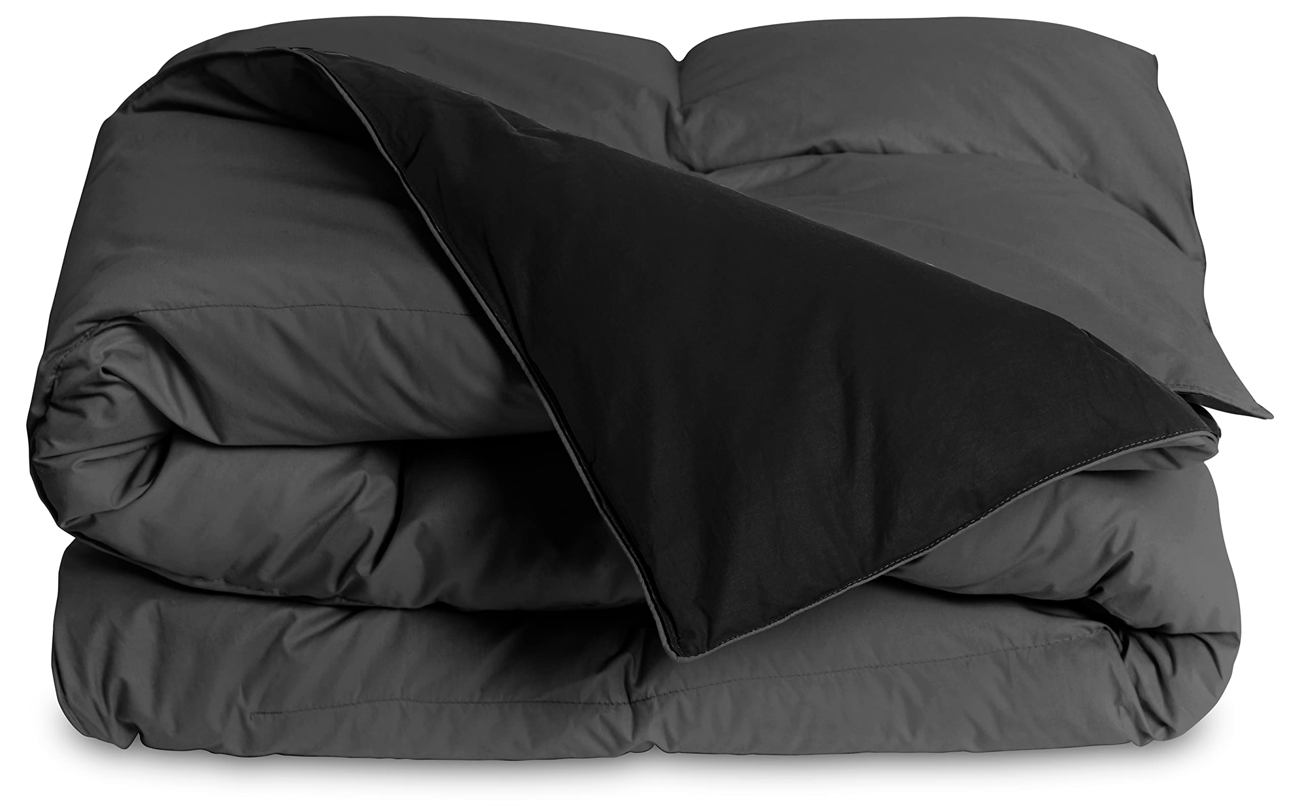 ROYALE Comforter - All Season Down Alternative Bedding Comforter - Lightweight Quilted Comforter with Corner Tabs - Soft Luxury Hotel Comforter - Box Stitched Duvet Insert (Black & Grey)