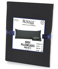 Royale Linens Body Pillow Cover - Double Brushed 1800 Microfiber - 20"x54" with Hidden Zipper Closure - Wrinkle & Fade Resistant - Super Soft Body Pillowcase 2 Pack (Black, Pack of 2)