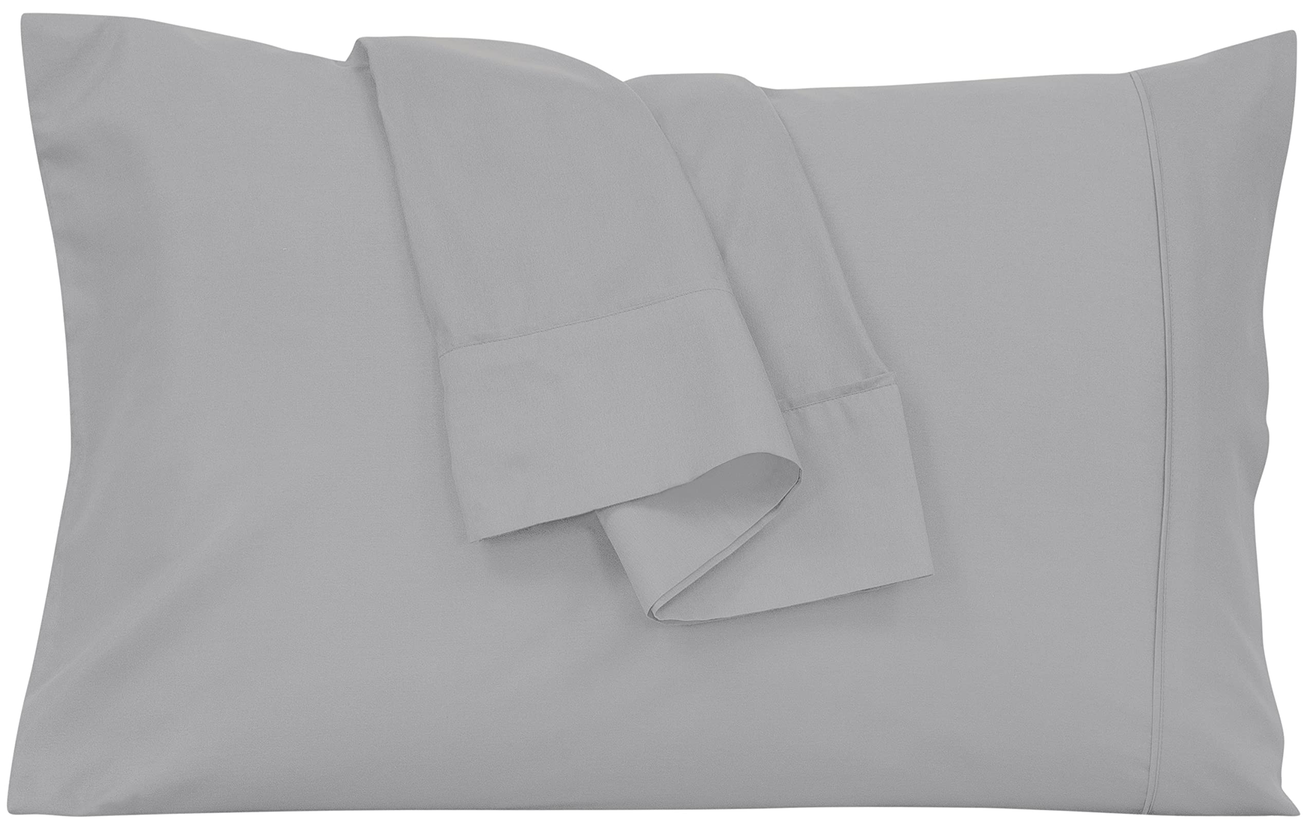 Royale Linens Pillowcase Set of 2 - Bed Pillow Cover - Silver Pillowcases - 1800 Brushed Microfiber, Wrinkle & Fade Resistant - Soft & Cozy- Pillow Case (Silver)